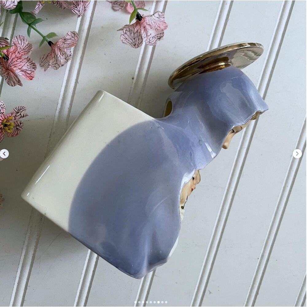 Vintage Mary Blessed Mother Baby Jesus Planter Religious Vase Porcelain Ceramic - Picture 7 of 9